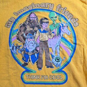 My Imaginary Friends Graphic Yellow Gildan Heavy Cotton T-Shirt M